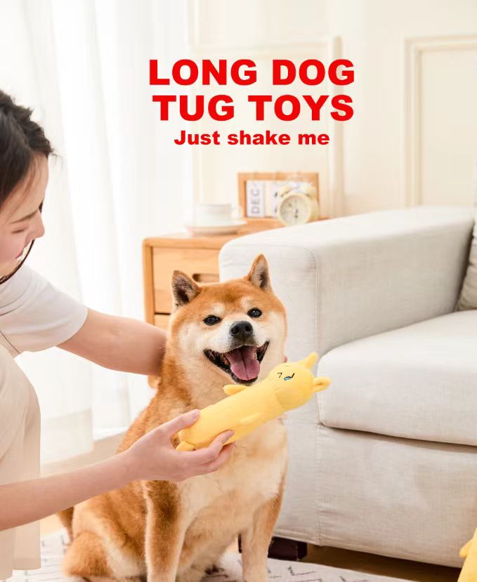 Yellow Long Dog Squeaky Toys Interactive Dog Toys Tough Dog Toys Dog Chew Toys Custom Adorable Soft Toys For Small Breed Juguetes chirriantes para perros largos amarillos, juguetes interactivos para perros, juguetes duros para perros, mordedores de juguete para perros, juguetes suaves adorables personalizados para razas pequeñas