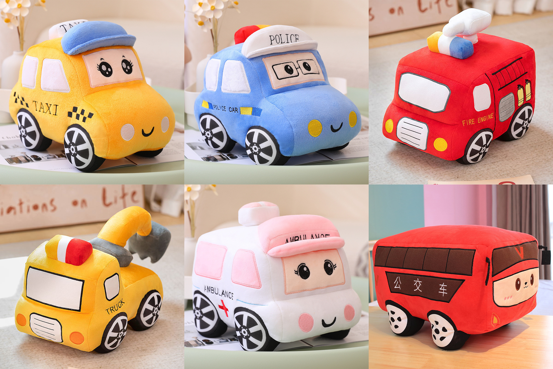 Coche de juguete de peluche suave, cami&oacute;n de simulaci&oacute;n, mu&ntilde;eca de juguete de felpa, juguetes de peluche bonitos, juguetes de cami&oacute;n de peluche