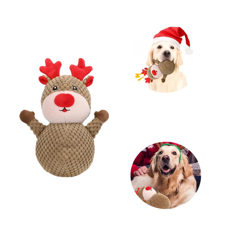Juguetes para perros de Navidad, juguete para perros de reno, juguetes masticables para perros de Navidad, juguetes personalizados para perros para vacaciones de Navidad